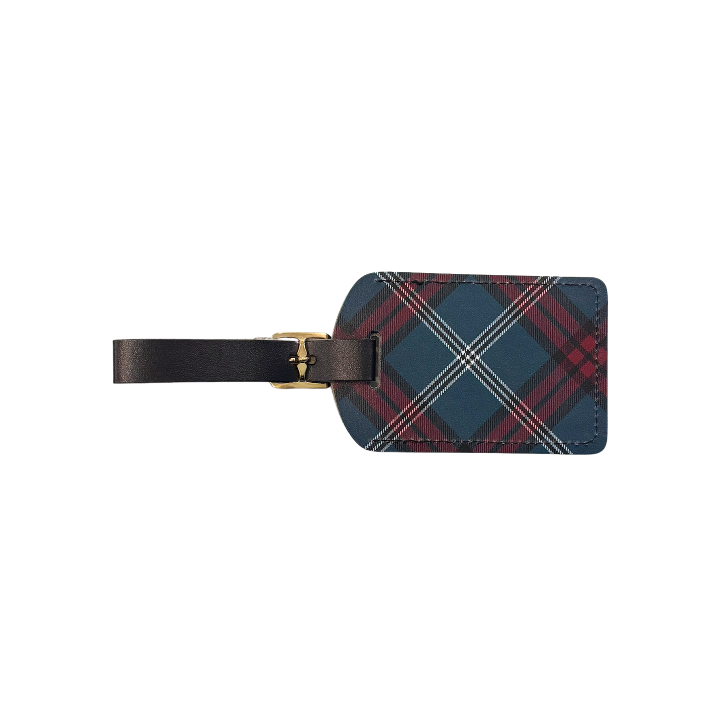 Back of the tartan luggage tag.