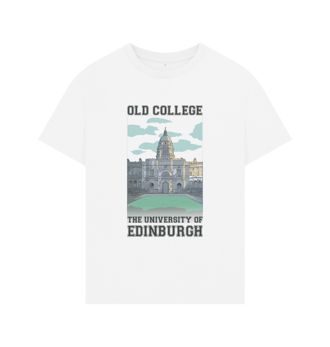White Old College Oversize Graphic T-Shirt (Men's Fit)
