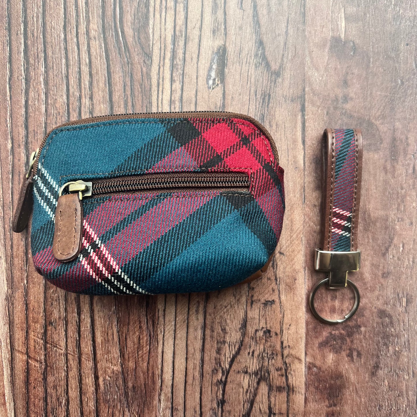 tartan coin purse and tartan loop keyring