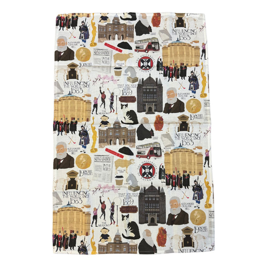 Tea towel featuring Heritage Collection illustration designed by Esther