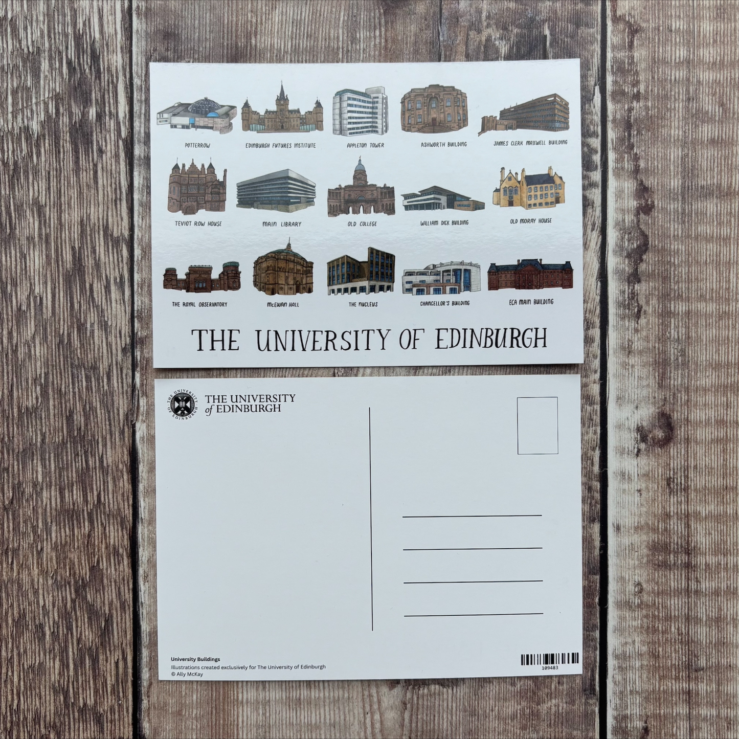The back of the postcard features a column for writing, a column for the address and a spot for postage.