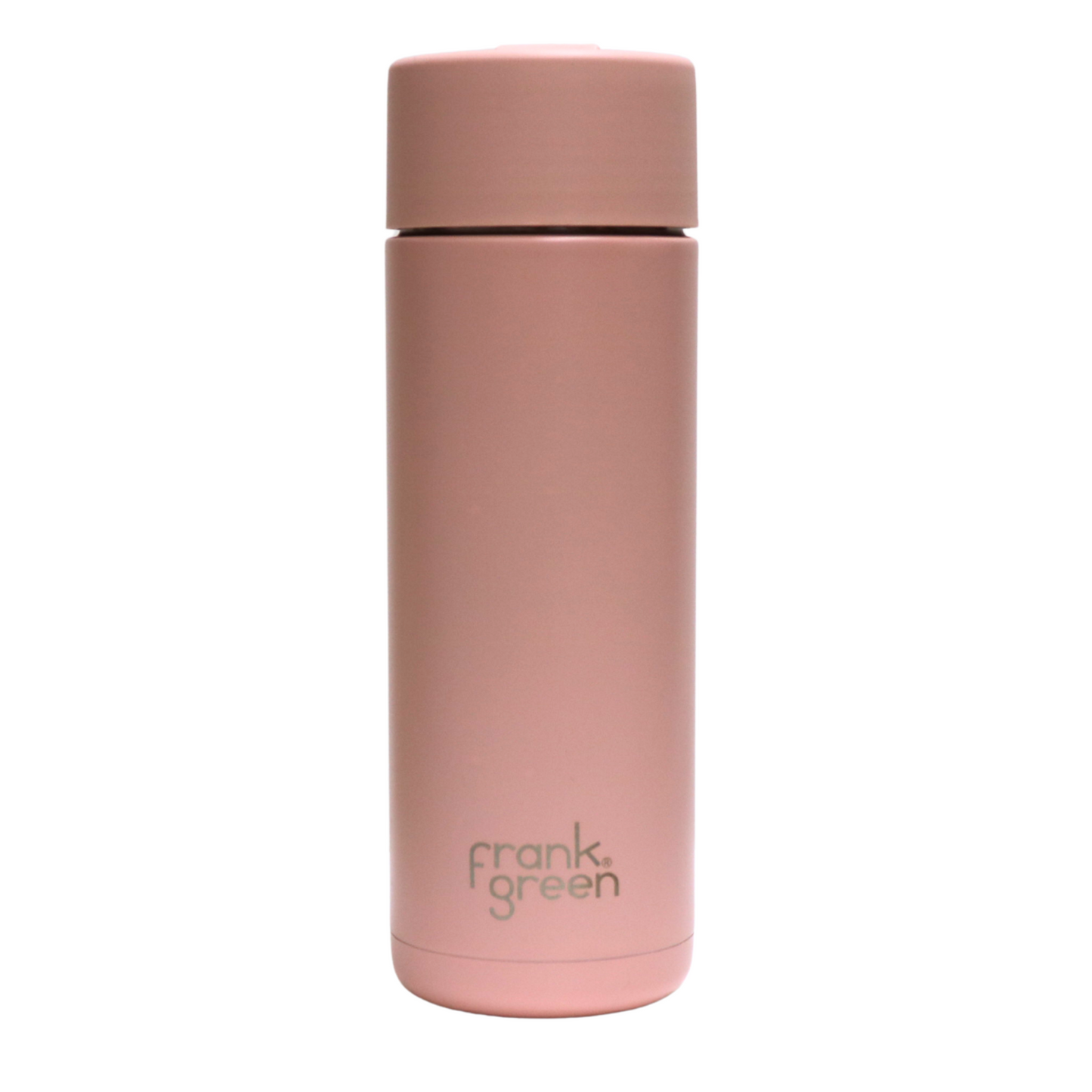The back of the Frank Green Thermal Reusable Bottle - 595ml in Blushed with the Frank Green logo laser engraved.