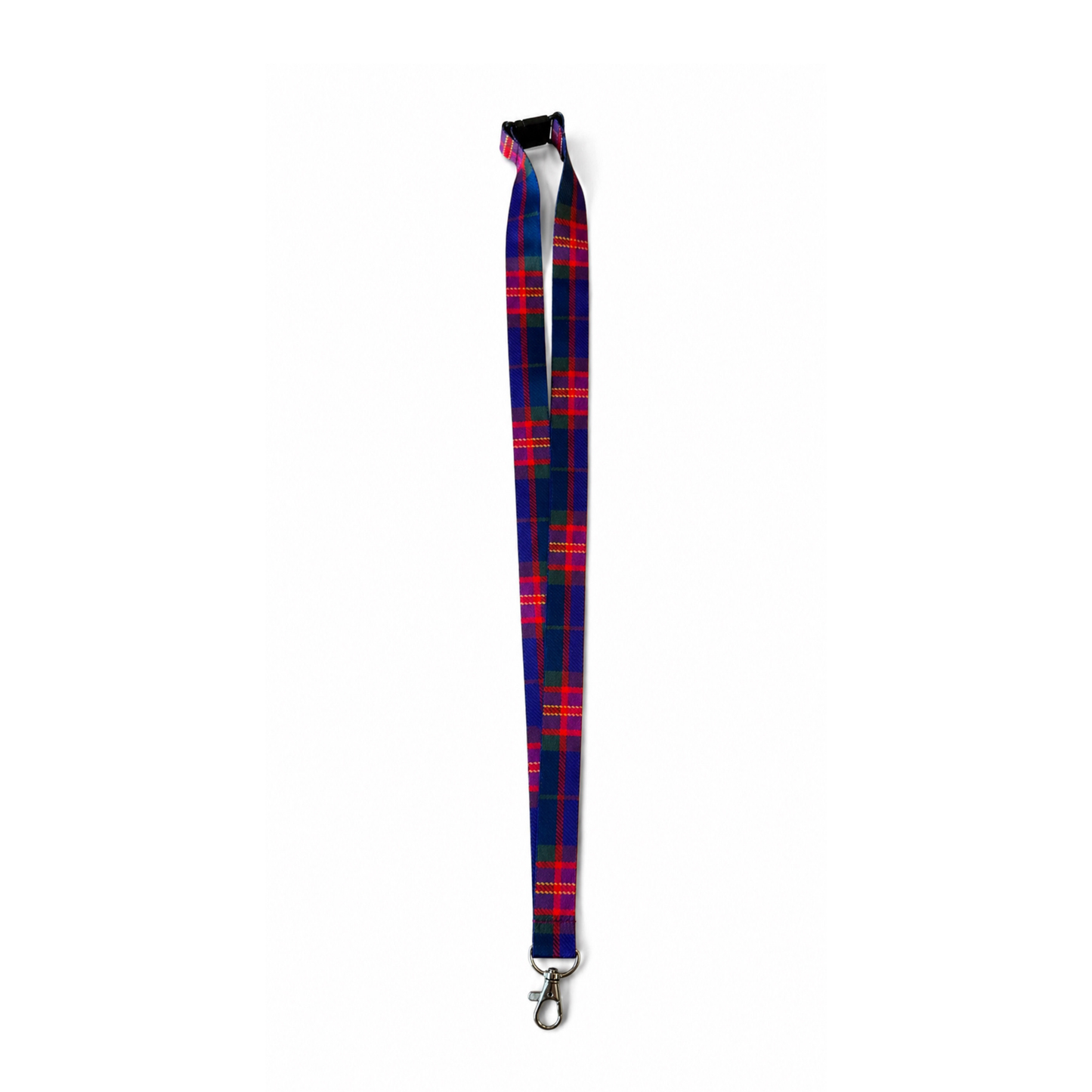 Single clasp lanyard without card holder featuring the Edinburgh Medical School official tartan.