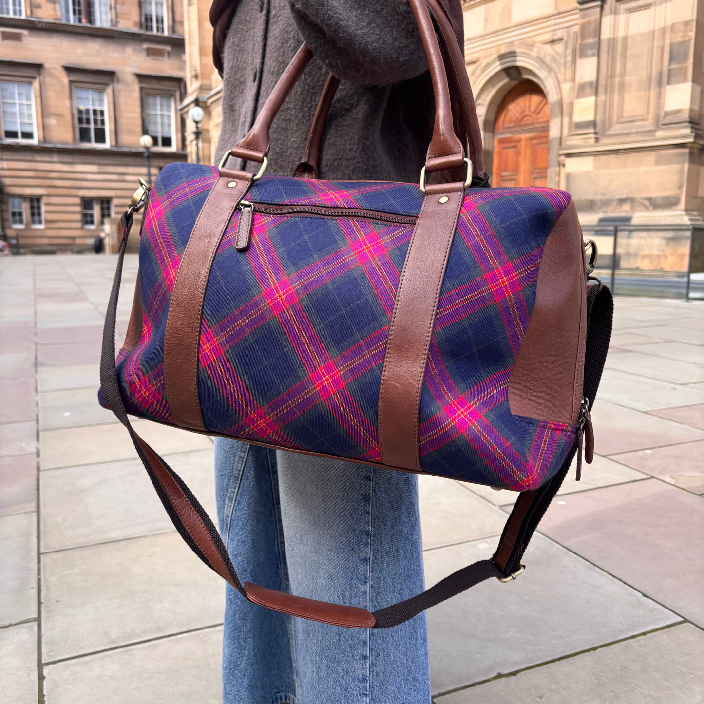 EMS Tartan and Leather Holdall