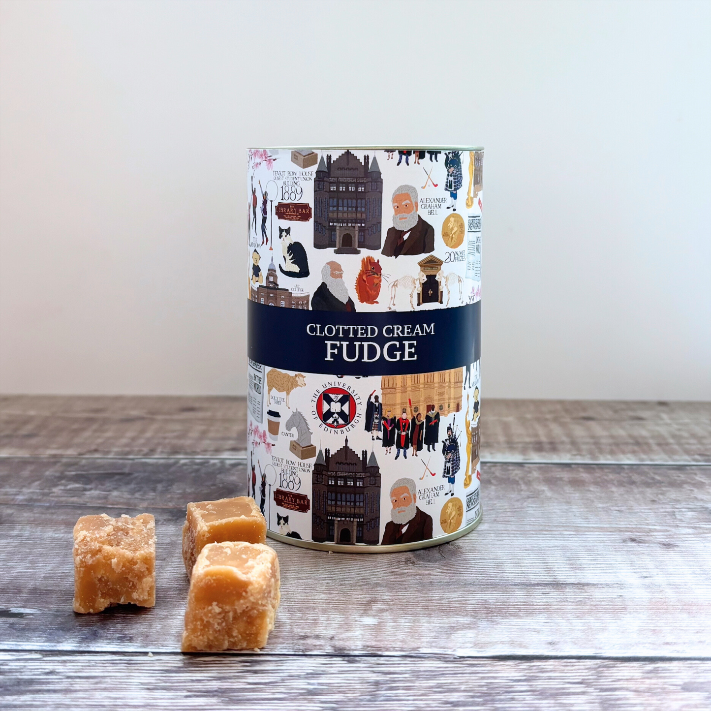 The fudge is in small cubes and is the texture of Scottish tablet.