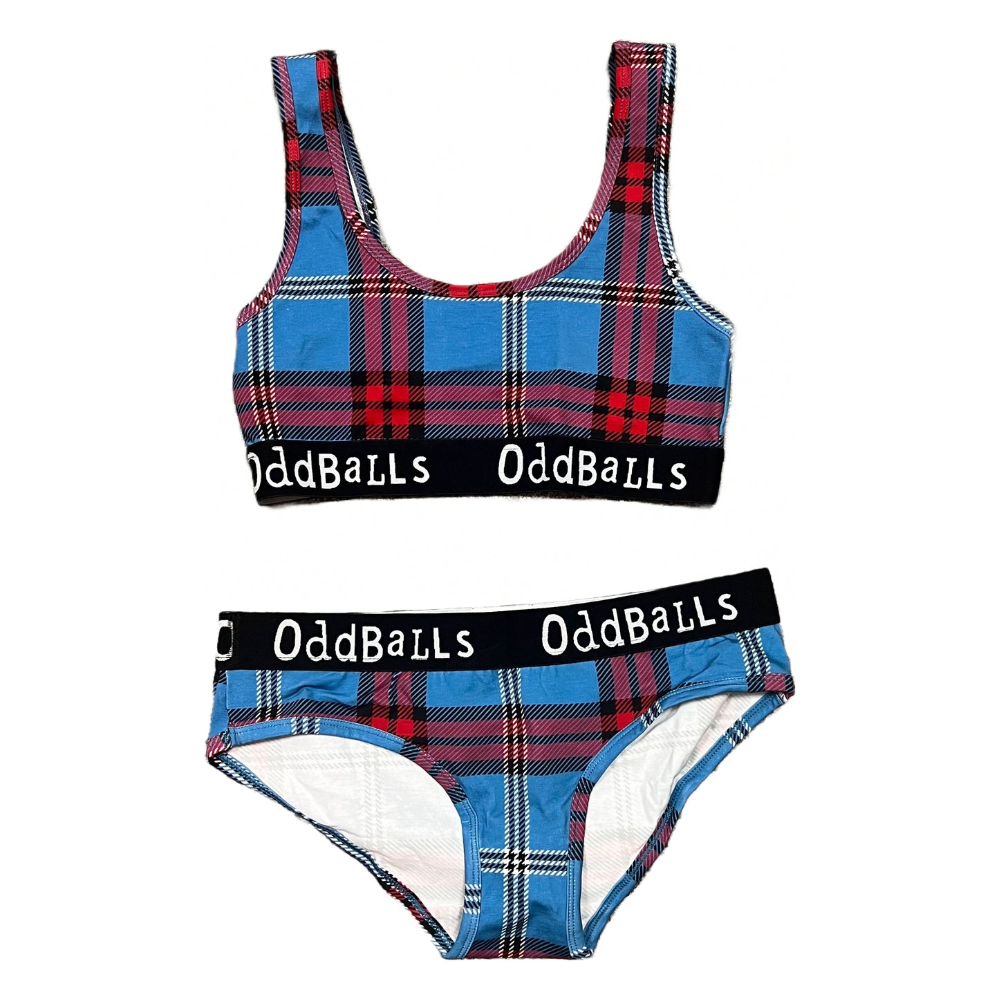 University of Edinburgh tartan bralette and briefs.