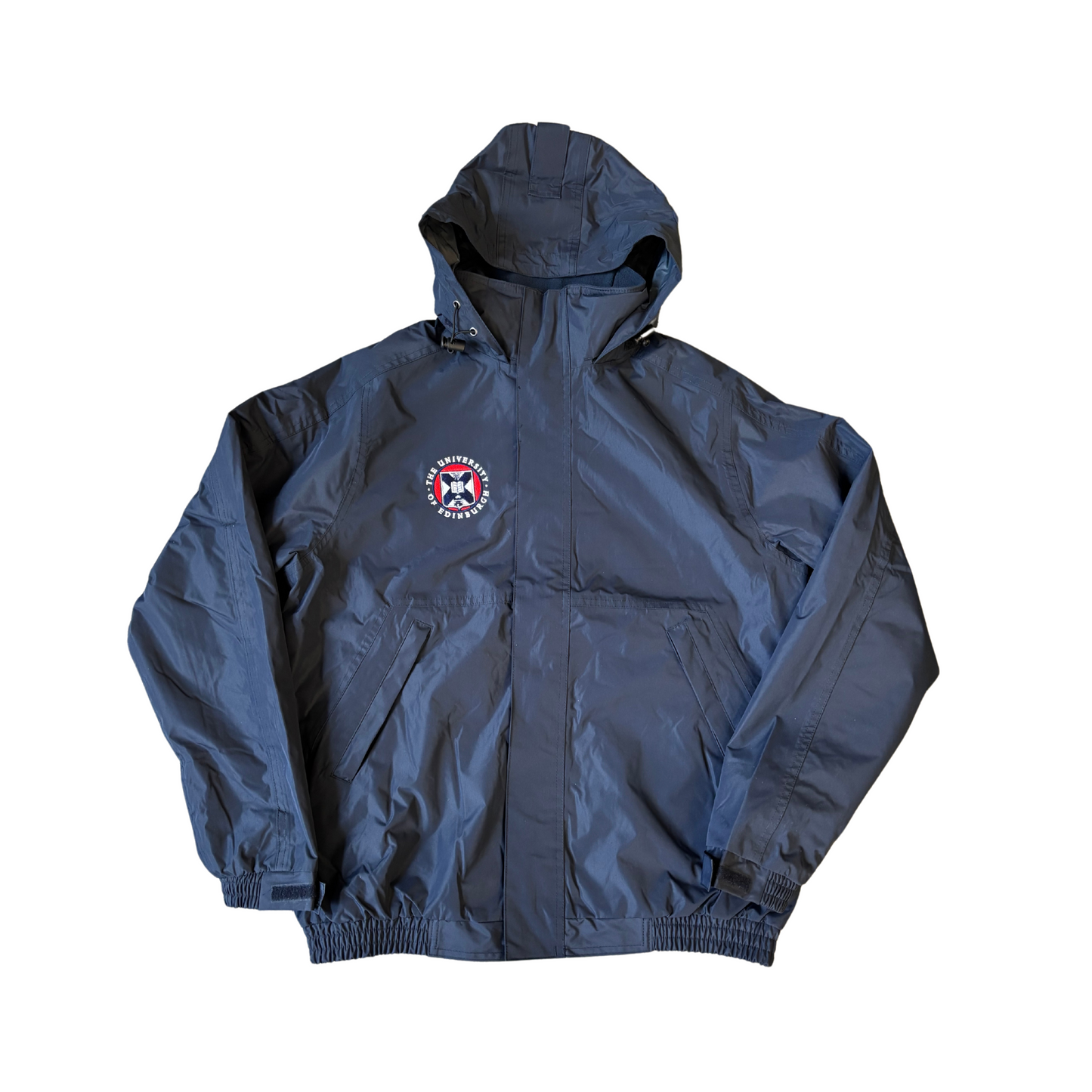 The convertible hood of the Premium Outdoor Jacket tucks into the collar.