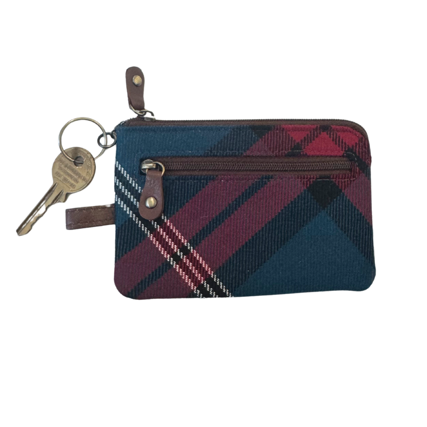 Tartan and Leather Key Coin Purse
