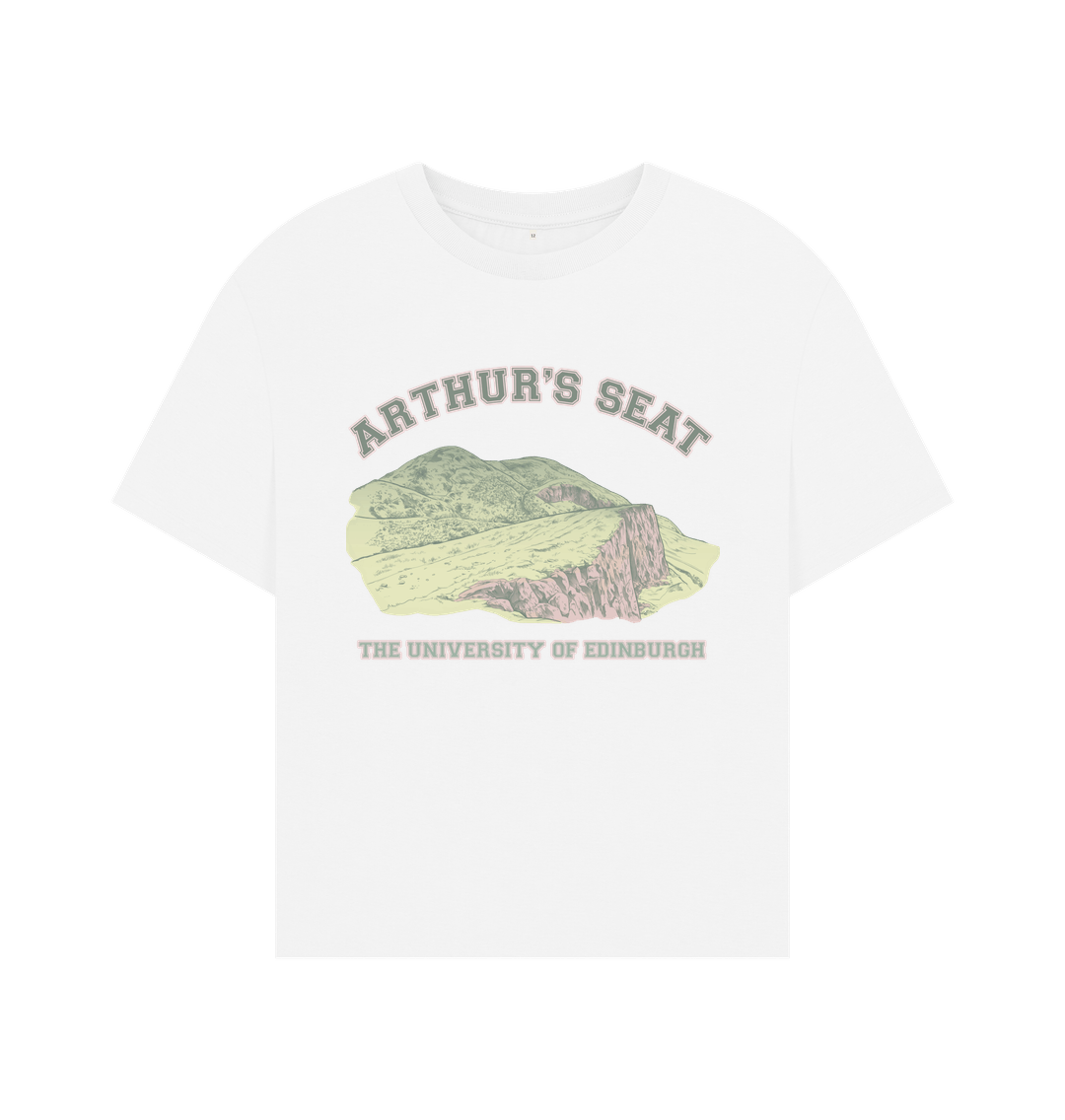 White Arthur's Seat Oversized Graphic T-Shirt (Women's Fit)