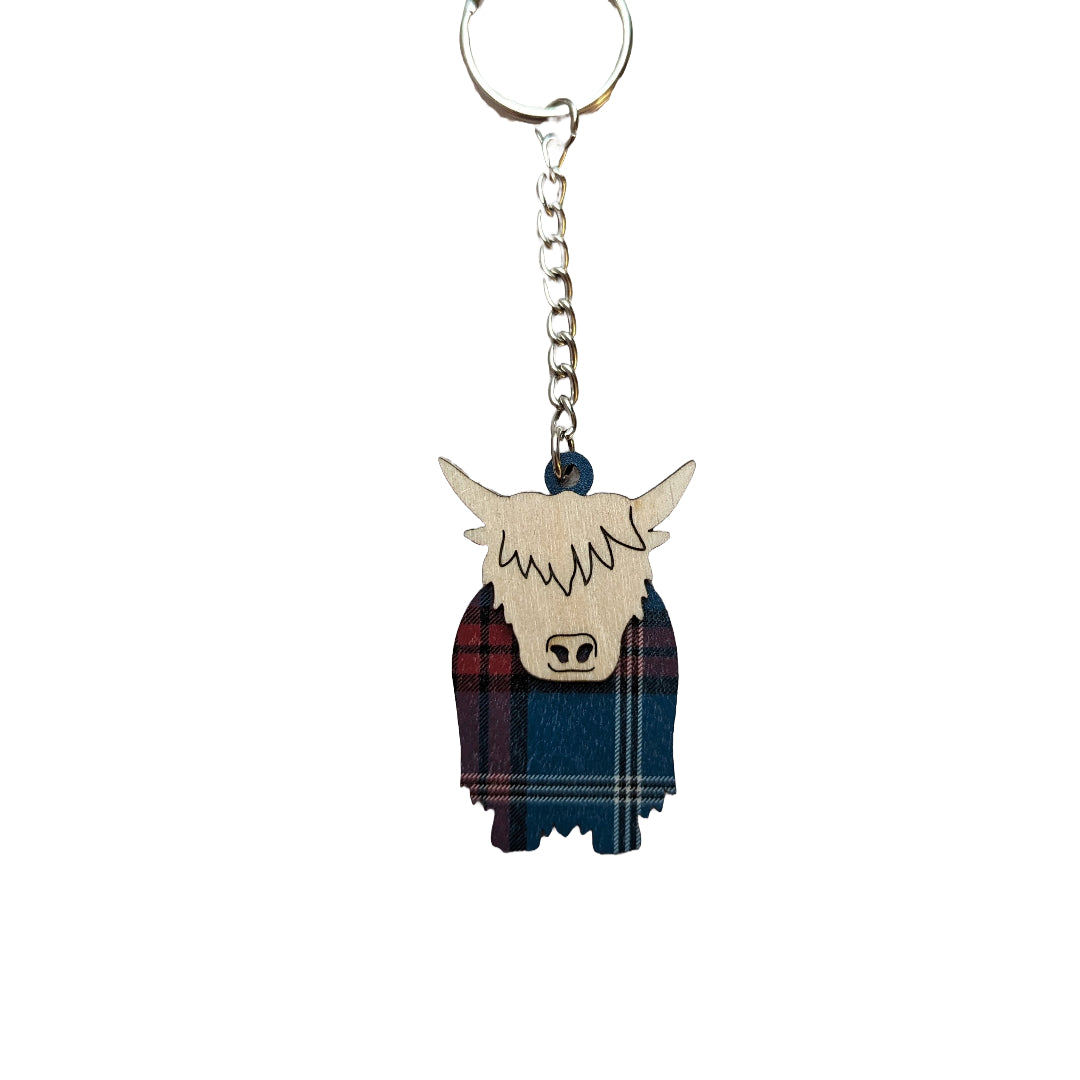 Tartan Highland Cow Keyring