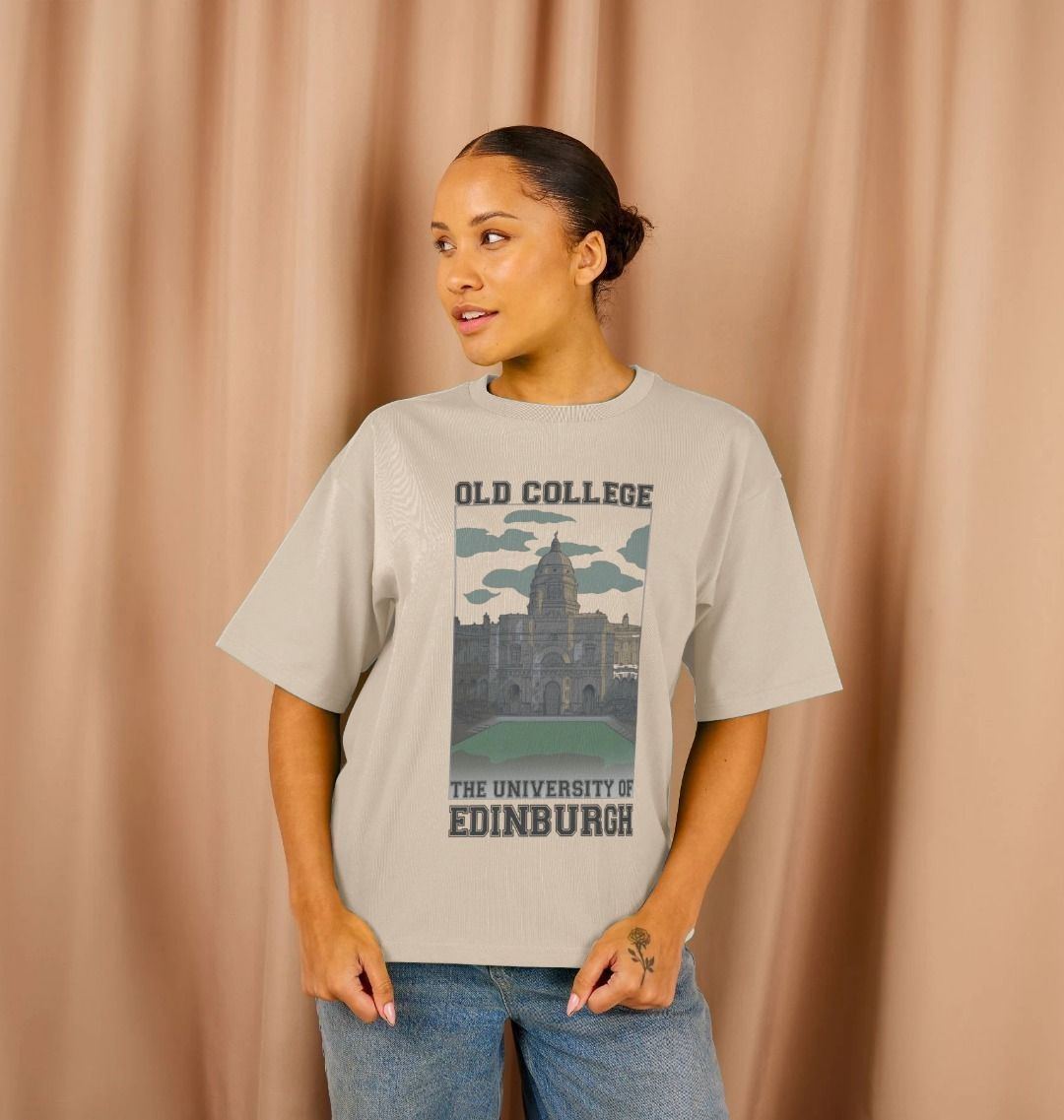 Old College Oversized Graphic T-Shirt (Women's Fit)