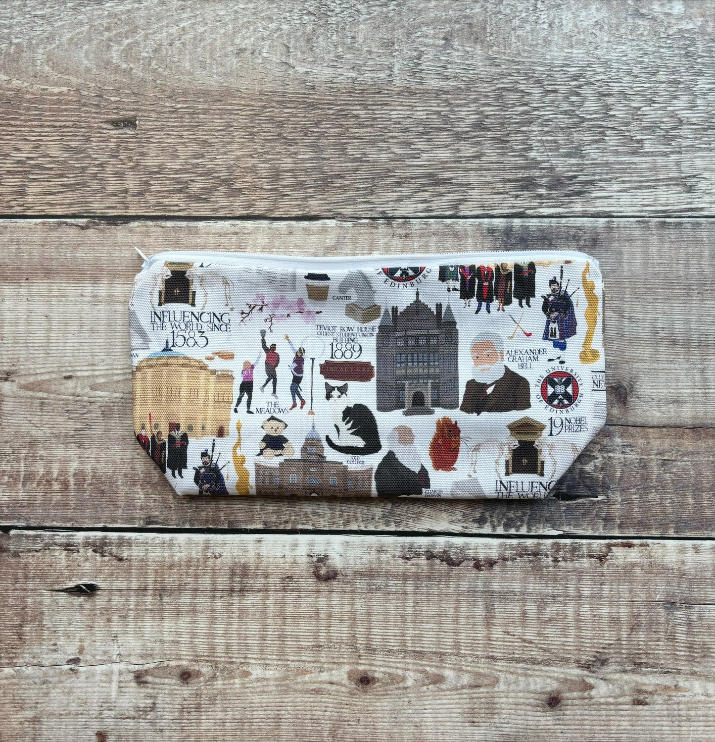 Heritage Collection print by Made by Esther on gusseted wash bag with top zip.