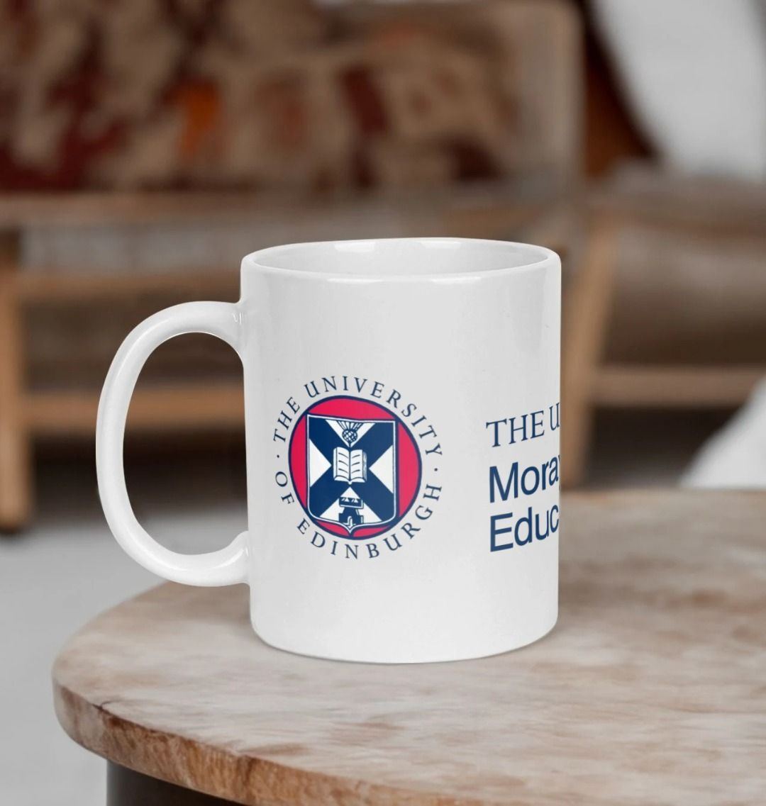 White Moray House School of Education and Sport Mug with multi-colour printed University crest and logo