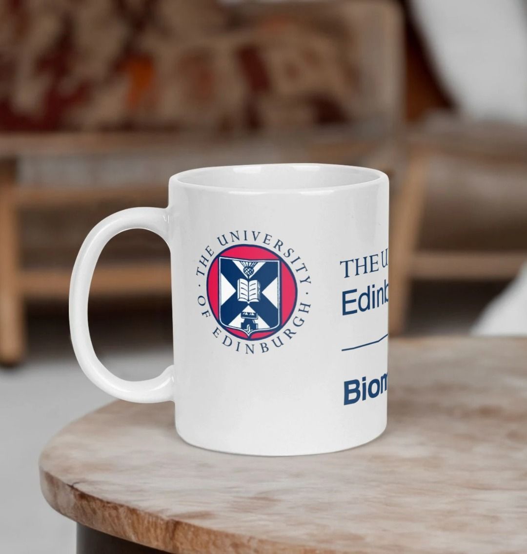 White Edinburgh Medical School - Biomedical Sciences Mug with multi-colour printed University crest and logo