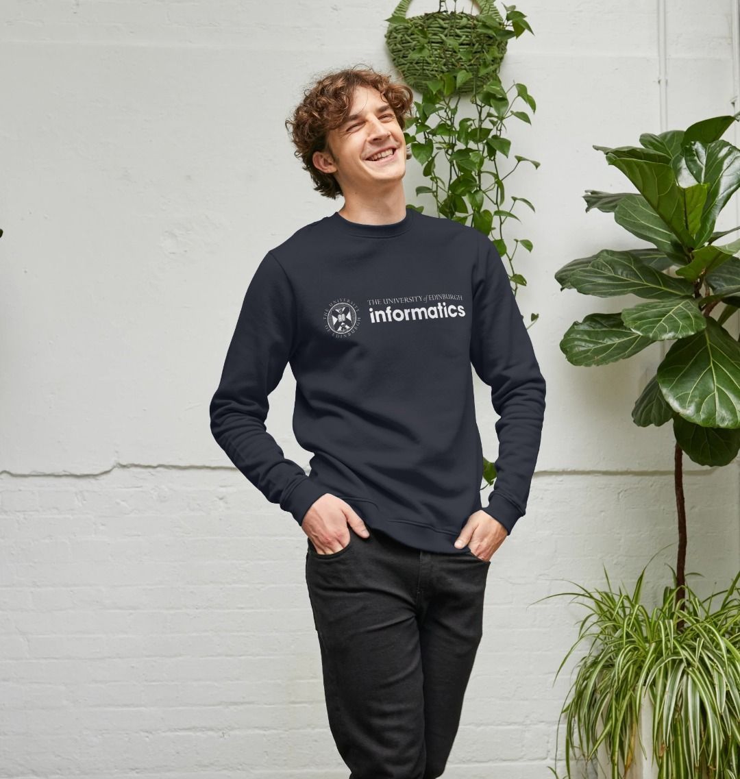 A model wearing our School of Informatics Sweatshirt