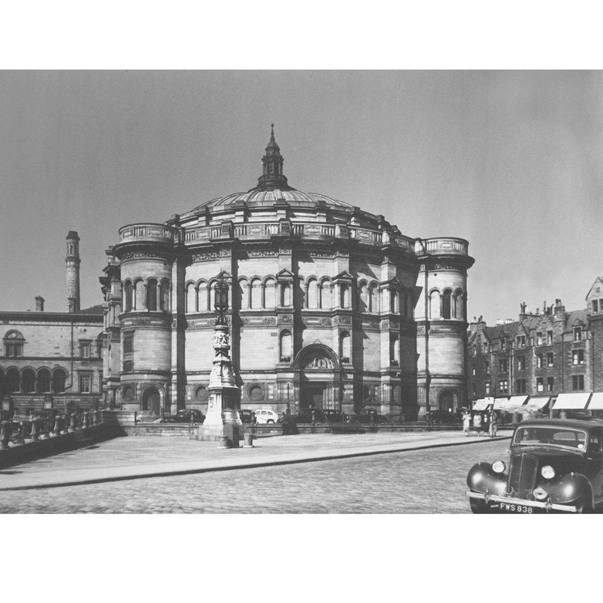 Black and white image of McEwan Hall