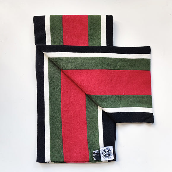 BMedSci scarf in black, white, green and red
