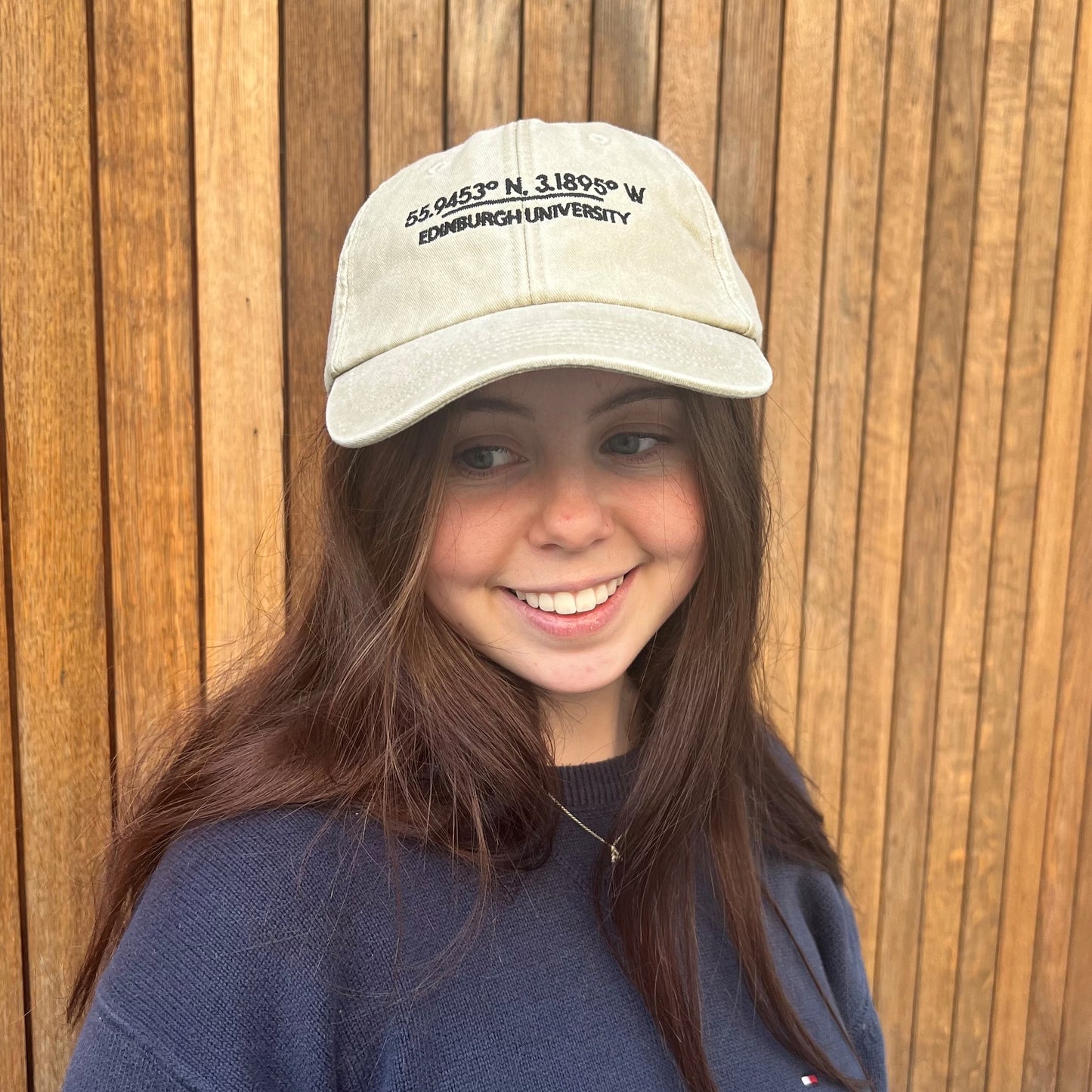 Catherine wears the Vintage Coordinate Baseball Cap in Stone