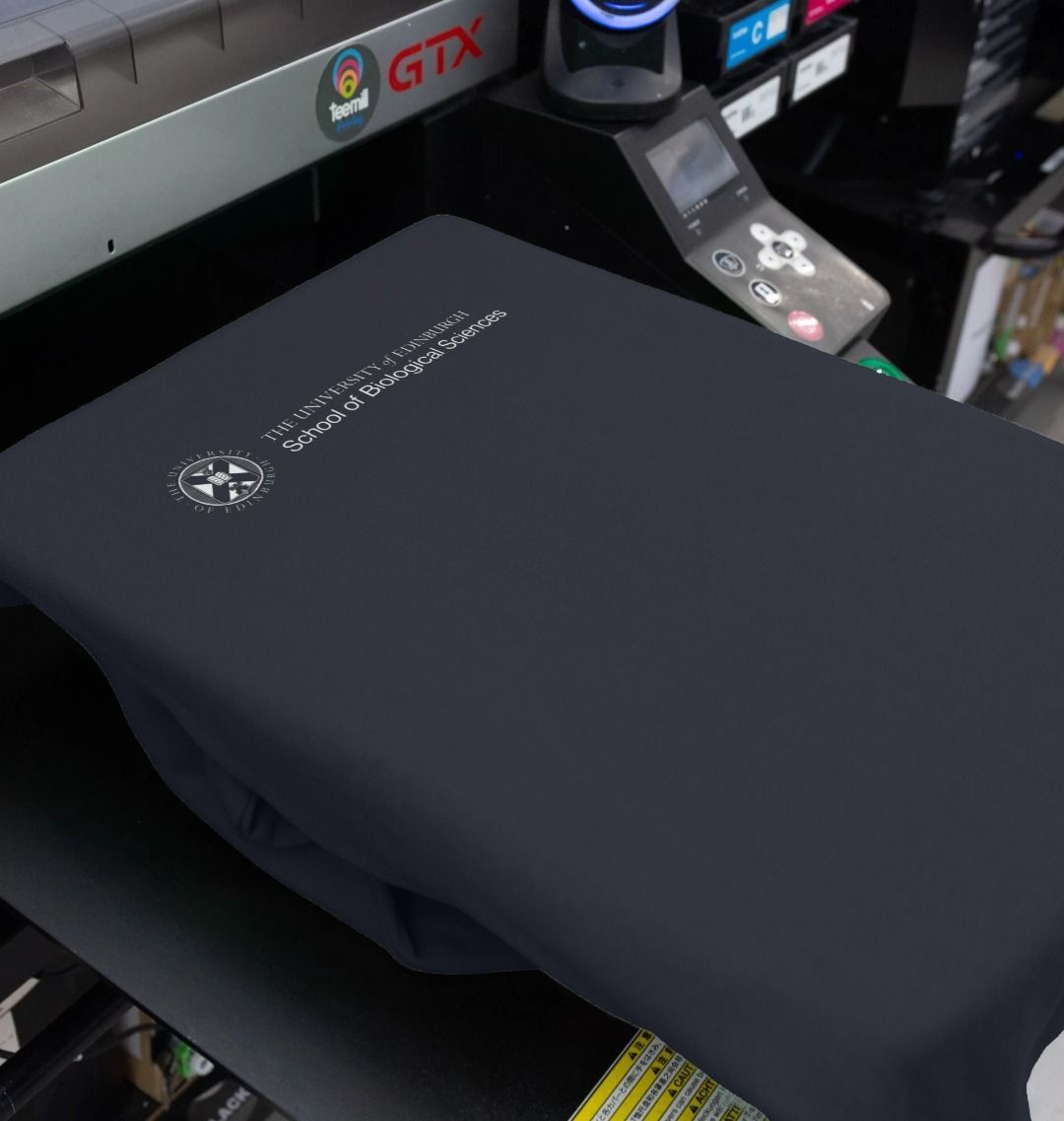 Our School of Biological Sciences Sweatshirt being printed by our print on demand partner, teemill