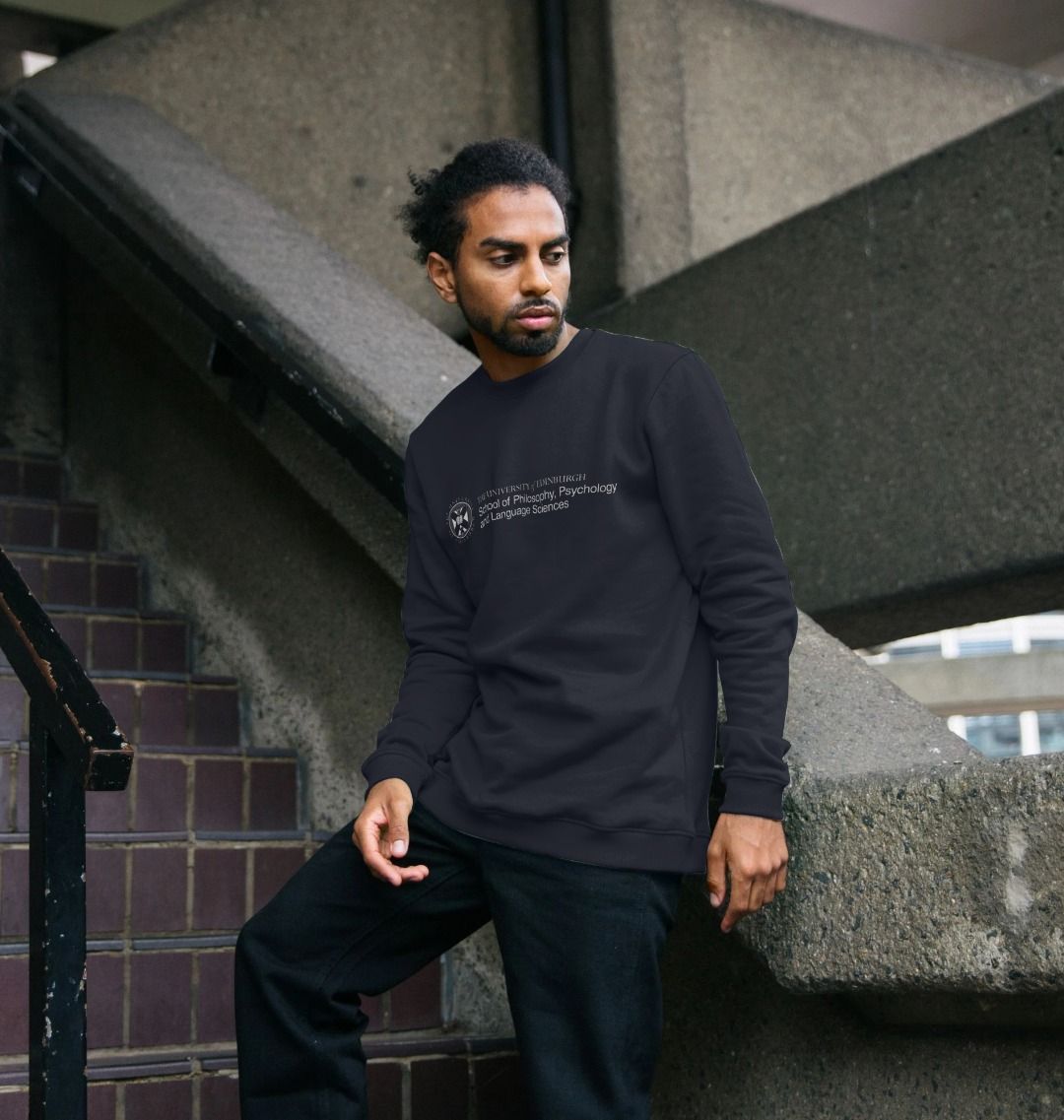 A model wearing our School of Philosophy, Psychology and Language Sciences Sweatshirt