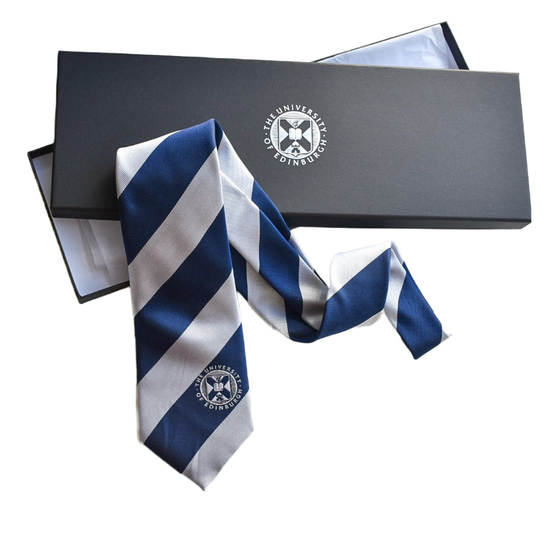 Classic Silk Tie in Navy/White