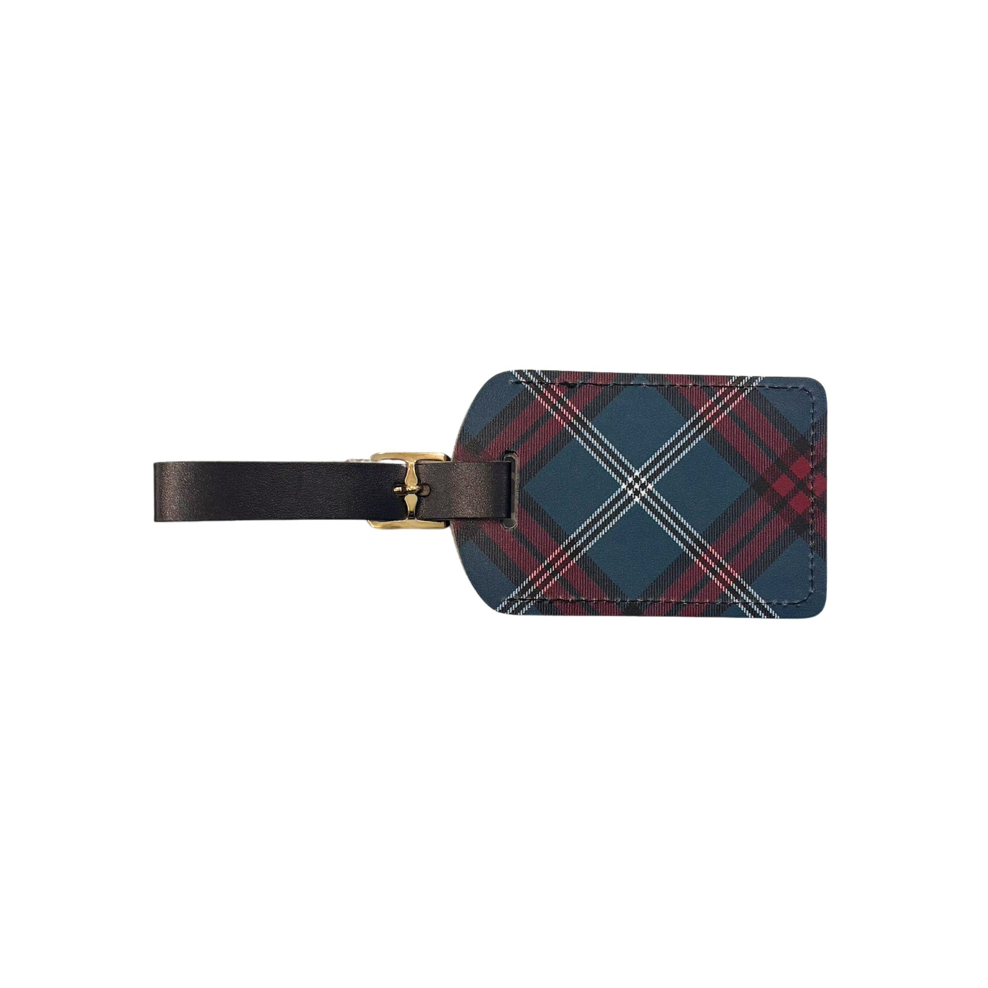 Back of the tartan luggage tag.