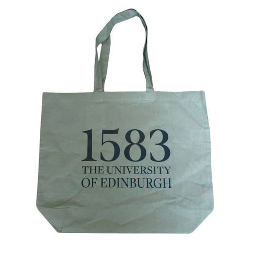 Sage green tote bag with large text that says 1583 The University of Edinburgh