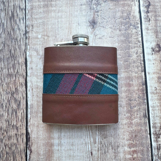 Tartan and Leather Hip Flask