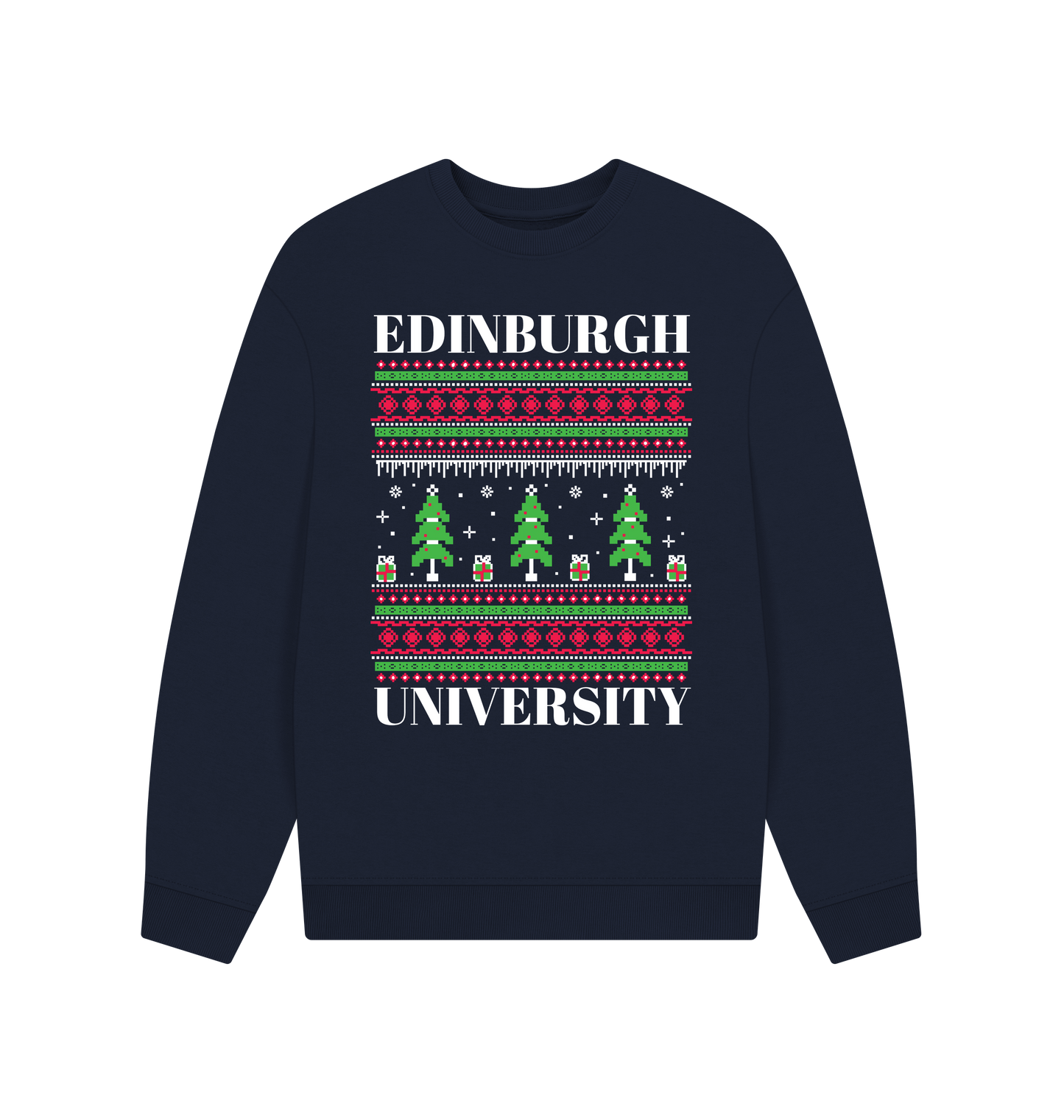 Navy Blue Printed Sweater Front