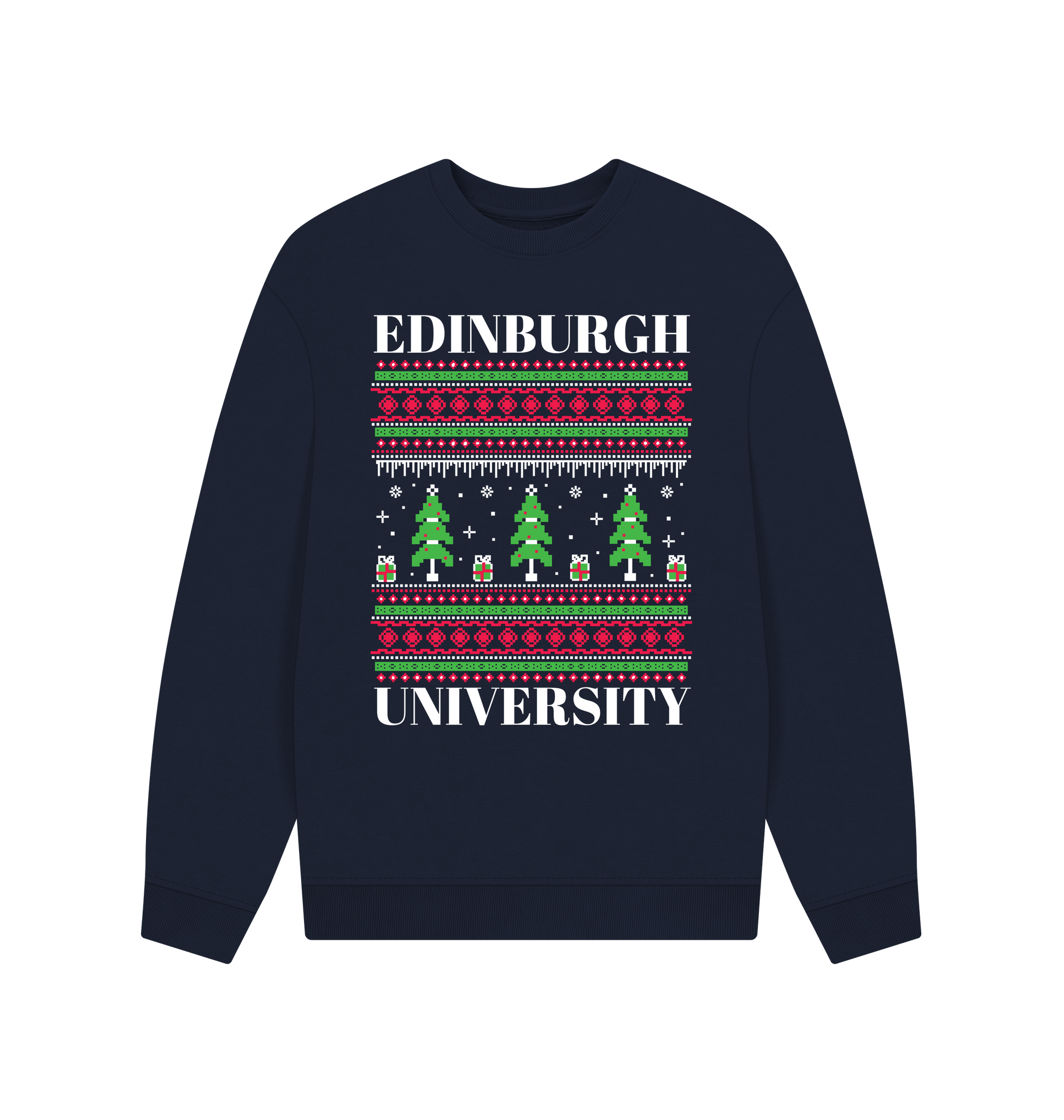 Navy Blue Printed Sweater Front
