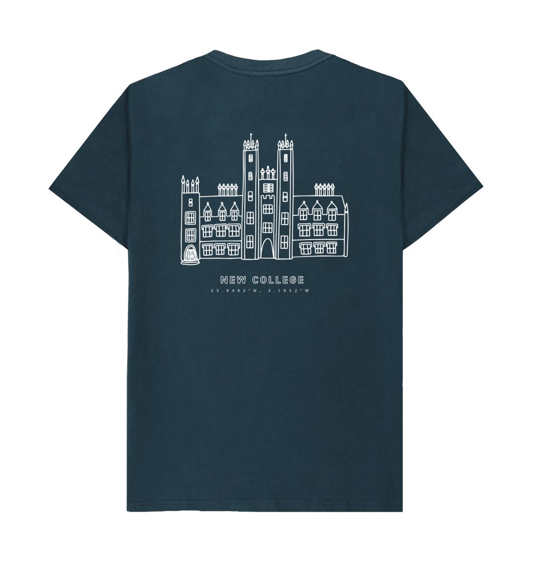 Back of Denim Blue New College Coordinates Design T-Shirt
