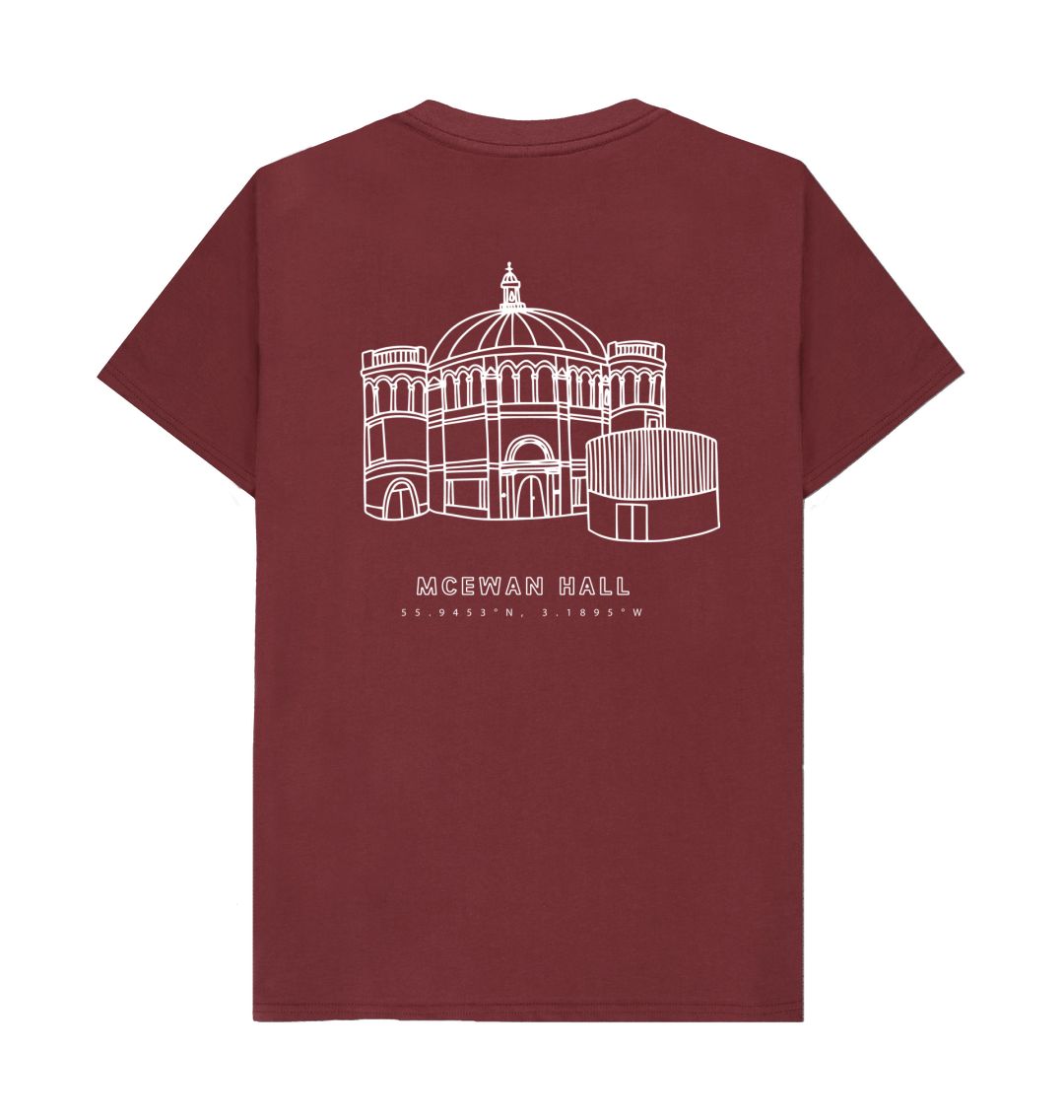 Back of Red Wine McEwan Hall Coordinates Design T-Shirt