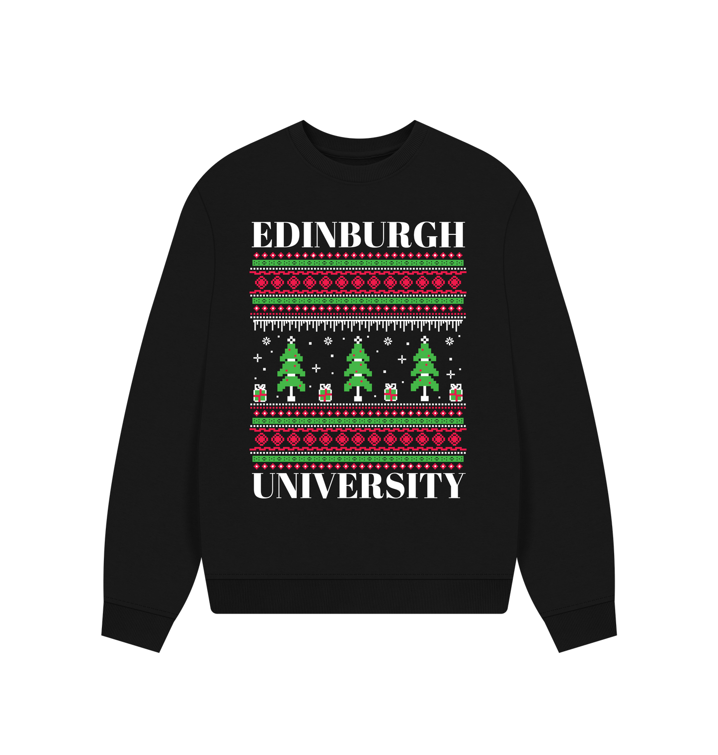 Black Printed Sweater Front