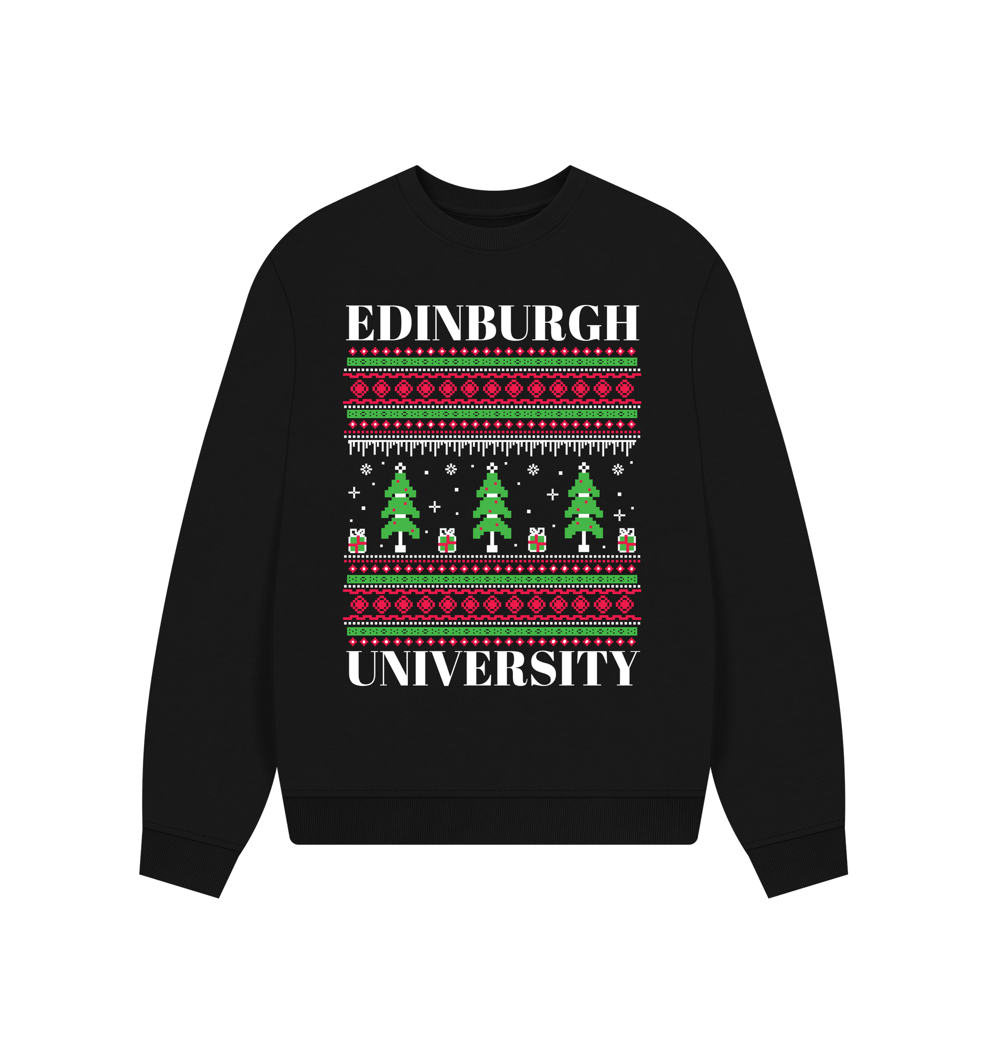 Black Printed Sweater Front