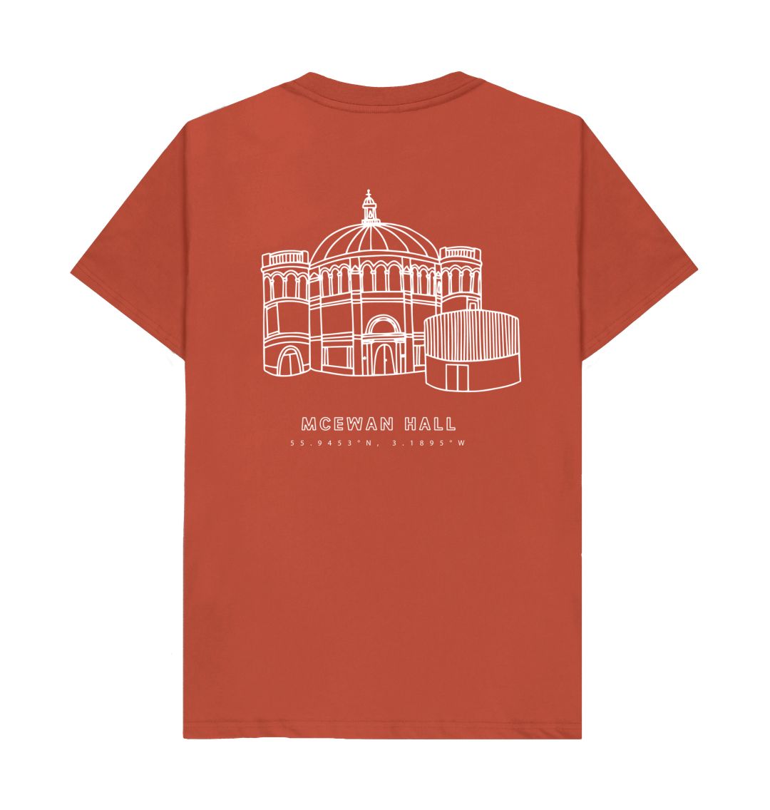 Back of Rust McEwan Hall Coordinates Design T-Shirt