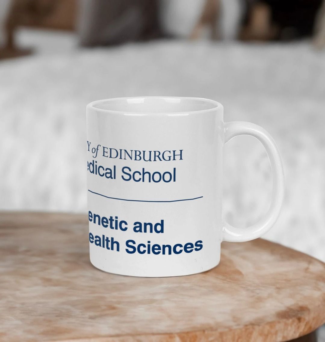 White Edinburgh Medical School - Molecular, Genetic & Population Sciences mug with multi-colour printed University crest and logo