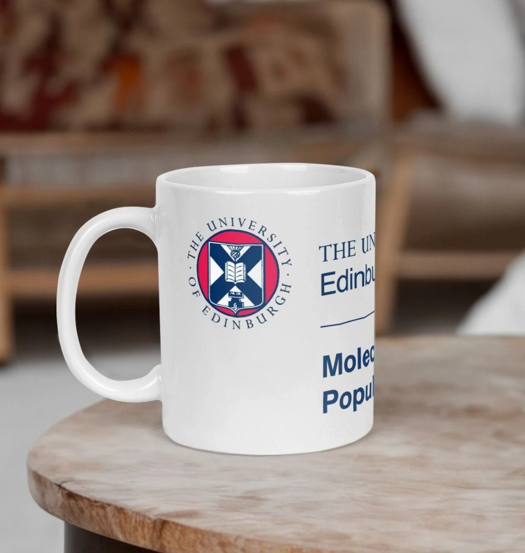 White Edinburgh Medical School - Molecular, Genetic & Population Sciences mug with multi-colour printed University crest and logo