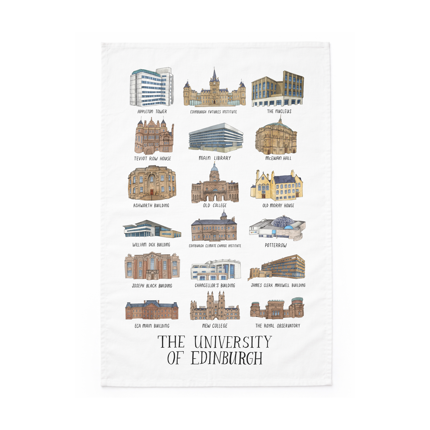 University Buildings Illustrated Tea Towel