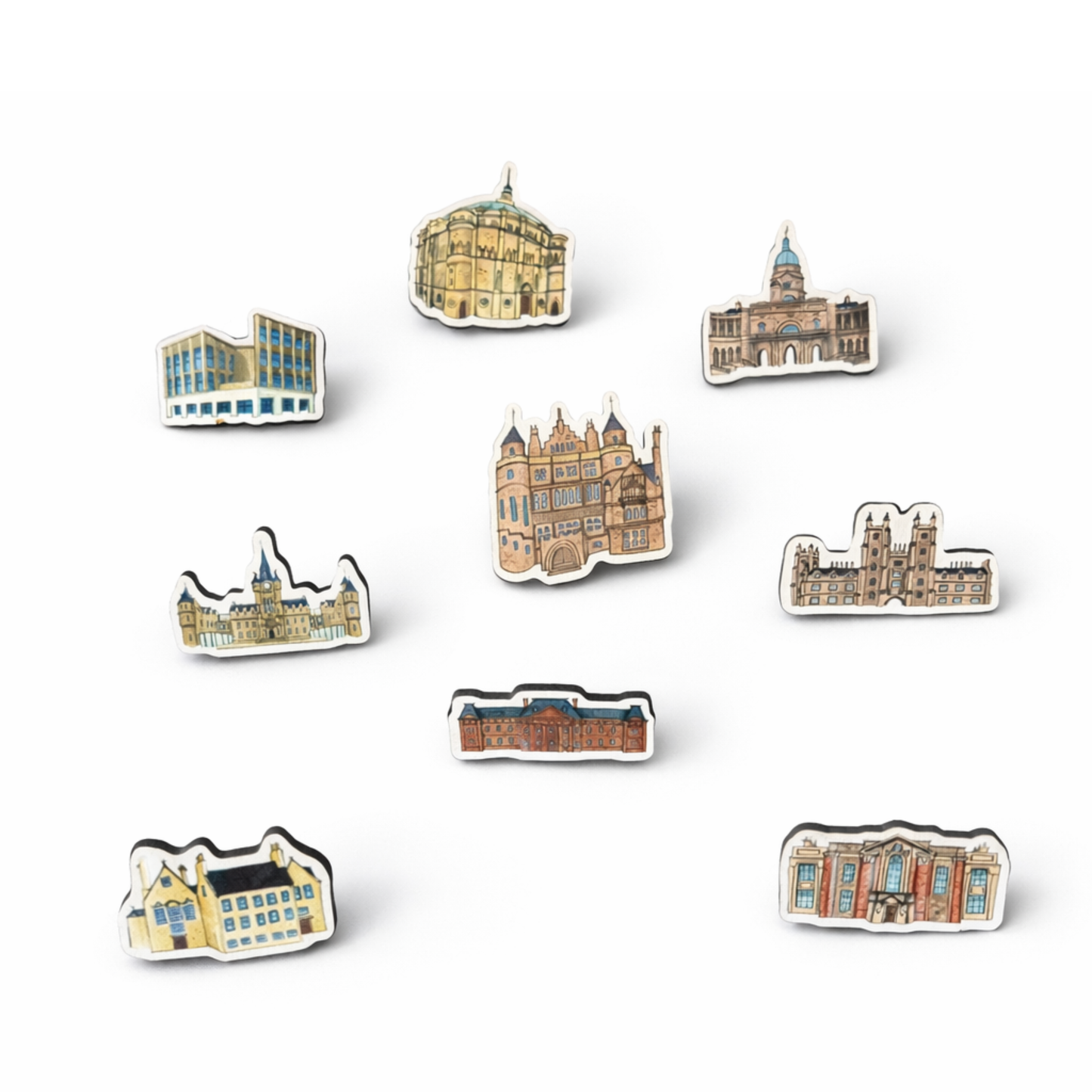 Wooden Buildings Pin Badge