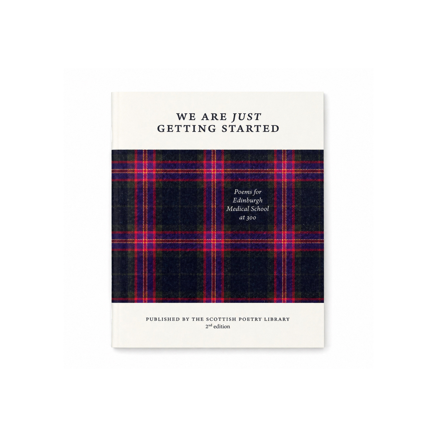 Front cover of poetry book featuring the Edinburgh Medical School official tartan.