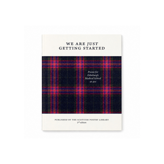 Front cover of poetry book featuring the Edinburgh Medical School official tartan.