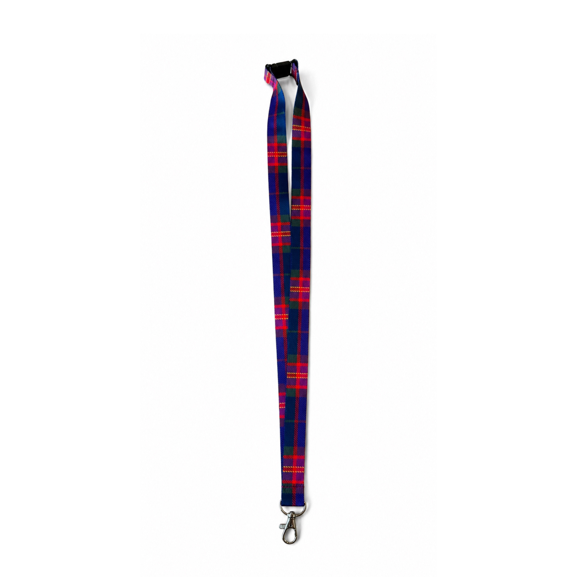 Single clasp lanyard without card holder featuring the Edinburgh Medical School official tartan.