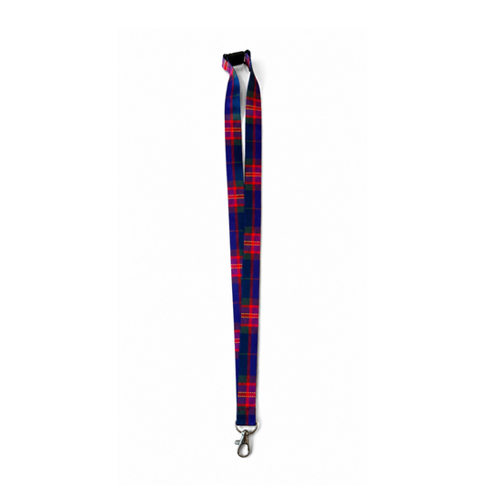 Single clasp lanyard without card holder featuring the Edinburgh Medical School official tartan.