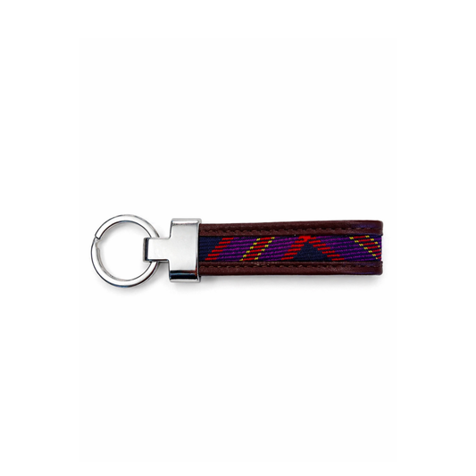 Leather loop keyring featuring the Edinburgh Medical School official tartan.
