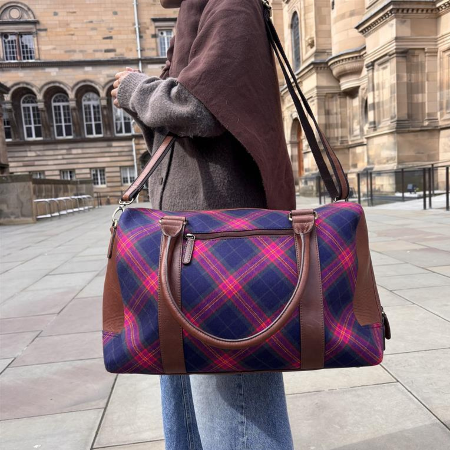 EMS Tartan and Leather Holdall