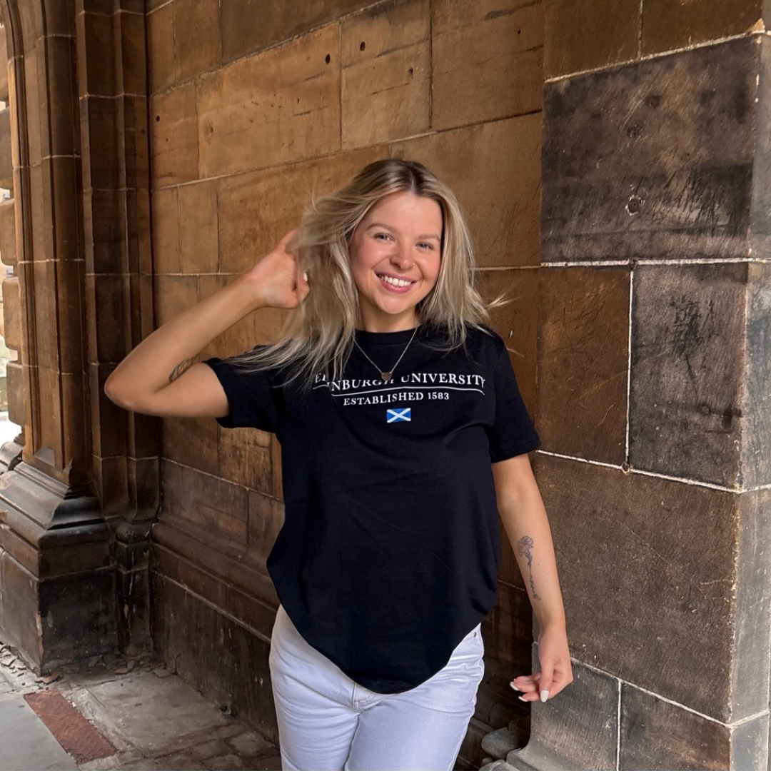 Model wears Flag T-Shirt