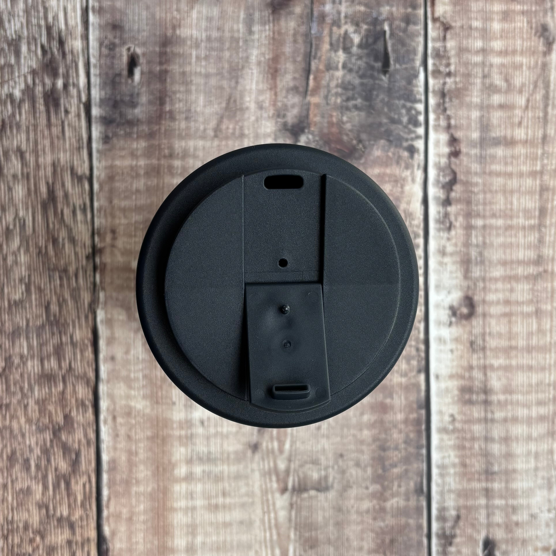 Close up of screw-on flip-lid and 350 ml capacity.