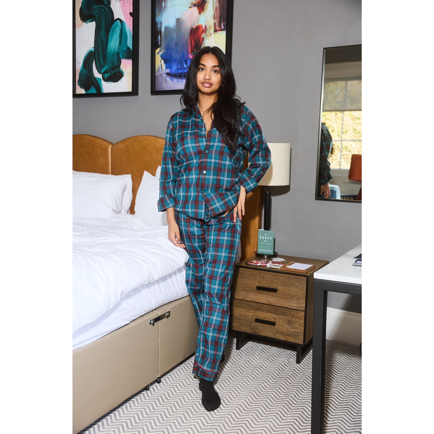 Long Sleeve Tartan Pyjama Lounge Set