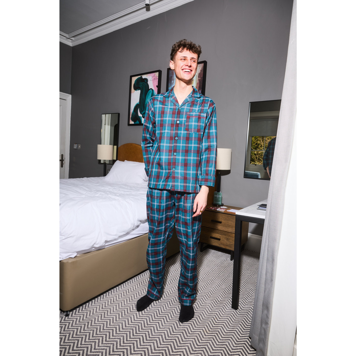 Long Sleeve Tartan Pyjama Lounge Set