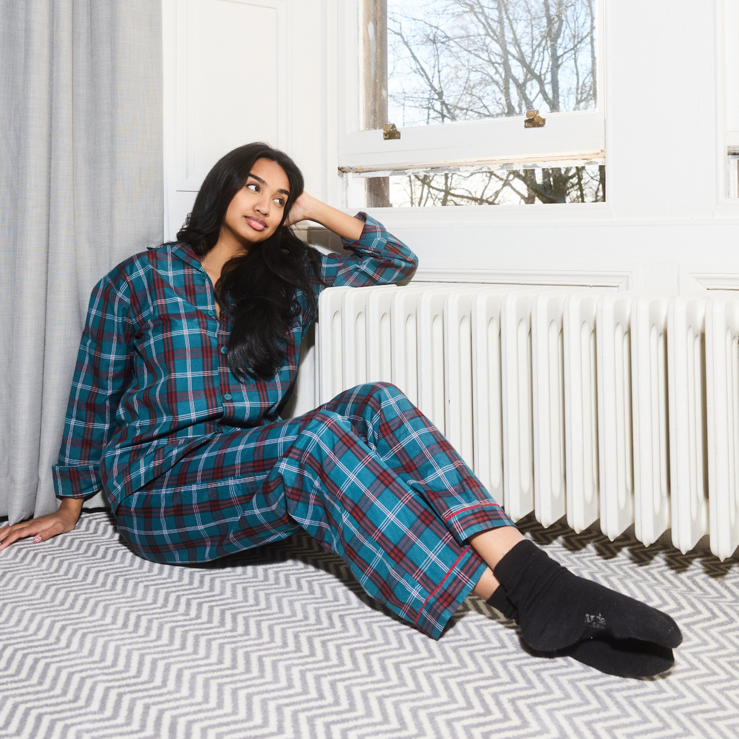 Long Sleeve Tartan Pyjama Lounge Set